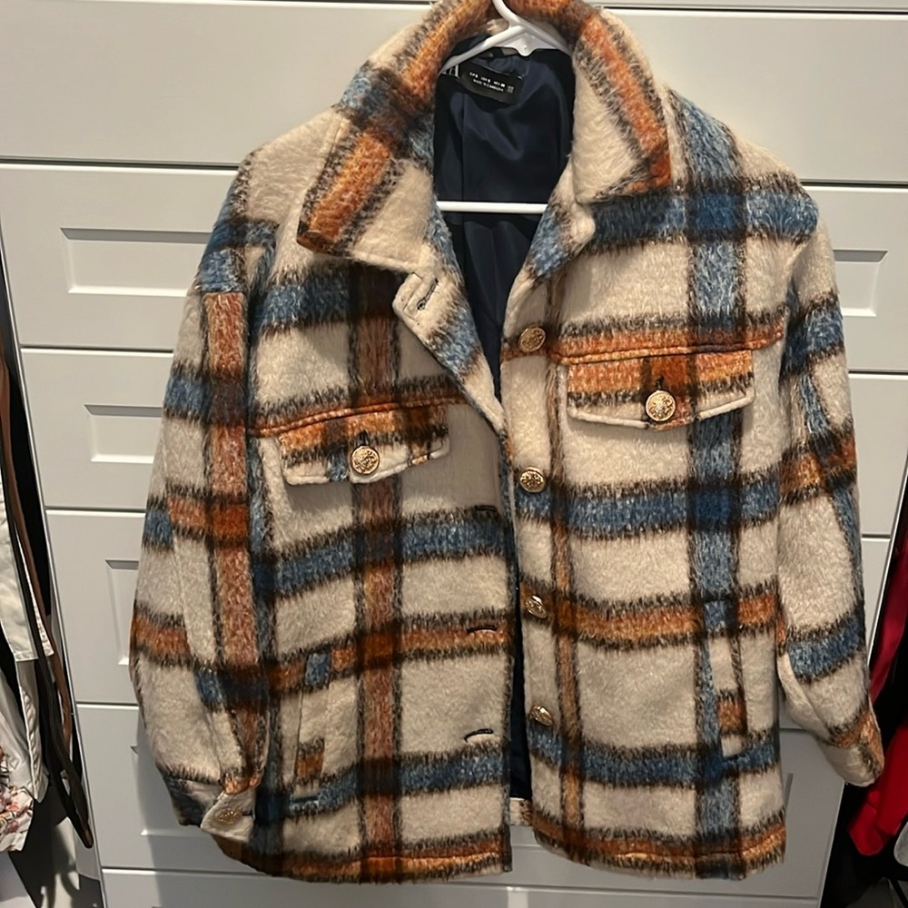 Women’s Zara Plaid Shirt Coat